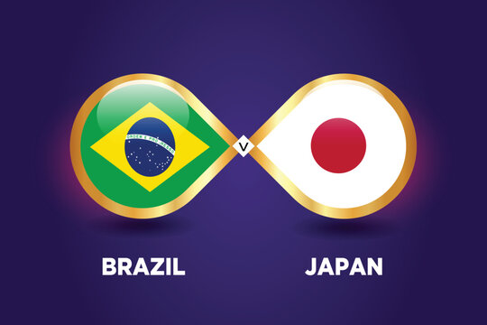 Brazil vs Japan Football Match championship Template design.