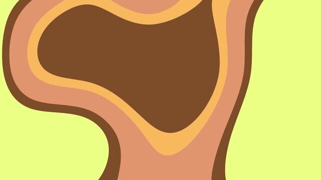 Abstract brown orange layered shapes create graphic topographic map patterns. Suitable for backgrounds, digital design, prints, and textured artwork.