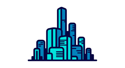 Fototapeta premium Modern urban city skyline with blue skyscrapers