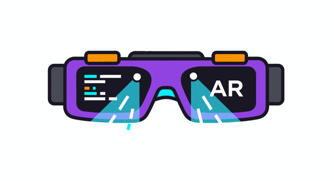 Augmented reality glasses displaying digital data and tracking points