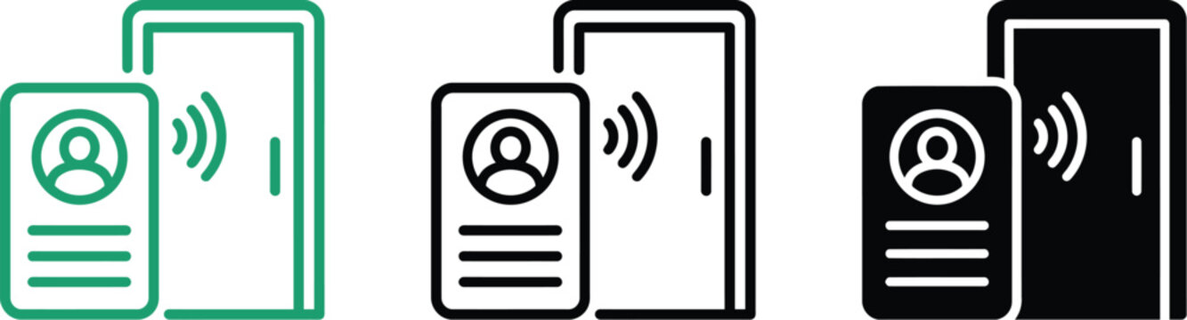 Rfid door access control icon set with user identification security technology