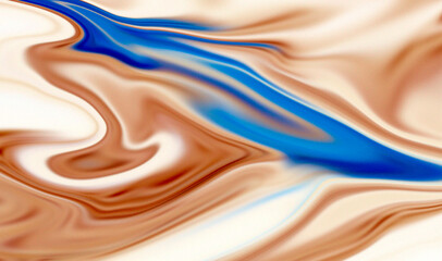 Abstract background featuring wavy liquid layers of rich brown and striking blue colors with elegant texture. © Design6300