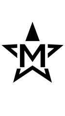 Obraz premium Black letter M star shape logo design.