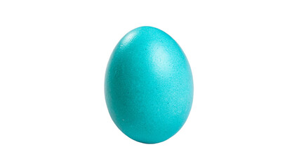 Vibrant turquoise blue painted Easter egg standing upright isolated on transparent background cut out © Ivan