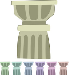 Naklejka premium marble column ancient cartoon. old pedestal, classic history, style renaissance marble column ancient sign vector