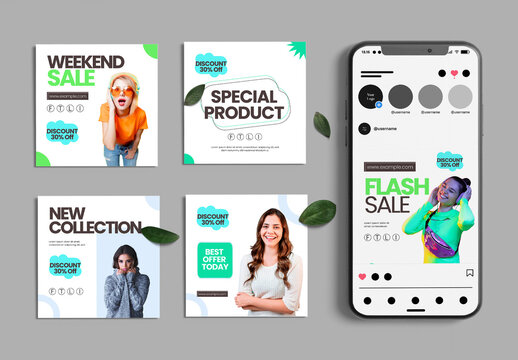 Fashion Sale Social Media Post Template Set