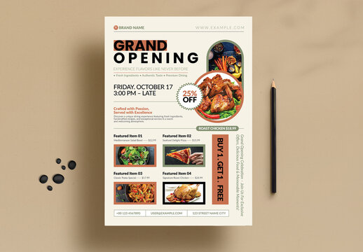 Grand Opening Food Poster Template