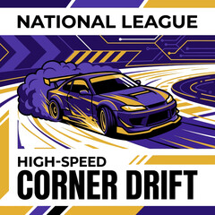 Fototapeta premium National League High Speed Corner Drift Sports Car