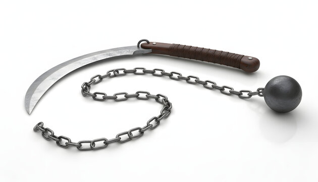 Flail weapon with chain and ball 1.