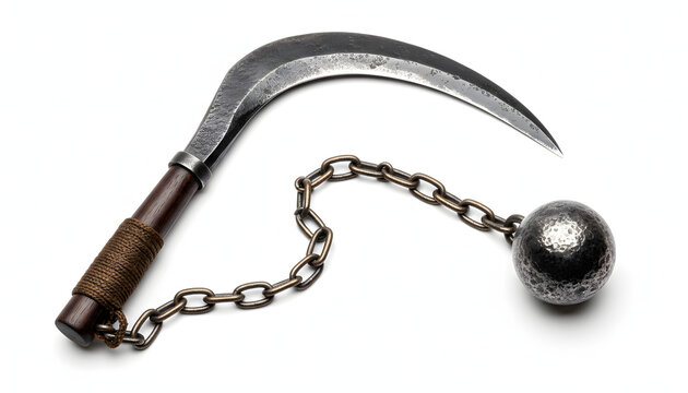 Flail weapon with chain and ball.
