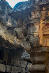 Fototapeta premium Unique Pillars carvings of Ellora caves, Maharashtra India 