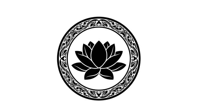 Black Lotus Flower Circular Design 2.