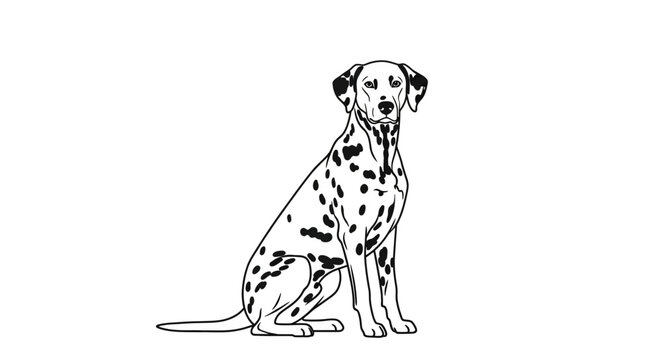 Dalmatian dog sitting and looking.