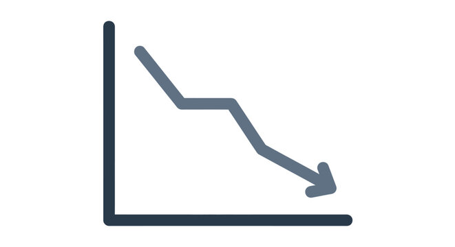 Declining graph with downward arrow trend.
