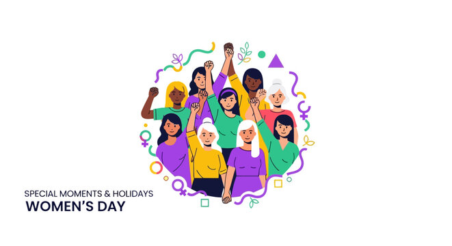 Diverse Women Celebrating Womens Day.