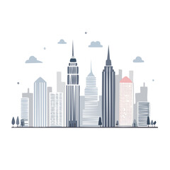 Fototapeta premium Flat vector illustration of a modern city skyline