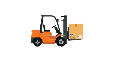 Forklift Truck With Cardboard Box Flat Vector Illustration On White Background © mdaburaihan