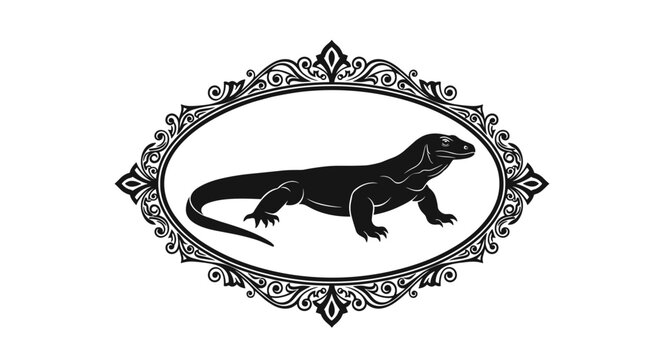 Black lizard in ornate frame 2.