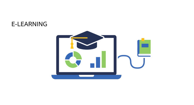 E-learning education technology concept.