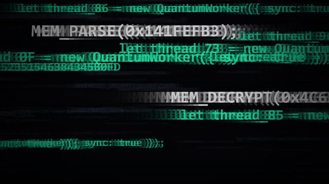 Cyberpunk Green Matrix Code Scrolling with Digital Glitch Distortion Hacker Screen and Corrupted Data System Failure