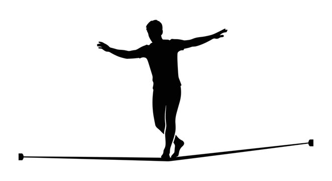 Man Balancing on Tightrope Silhouette 1.