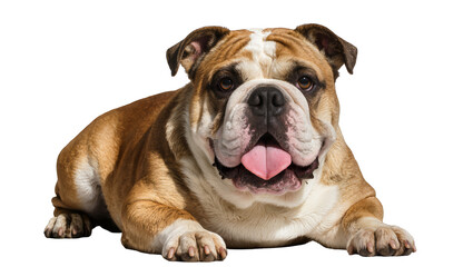 Fototapeta premium English Bulldog lying down with tongue out