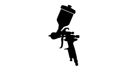 Fototapeta premium Black silhouette of a pneumatic paint spray gun on white background