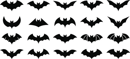 Fototapeta premium Halloween bat vector set 15 minimal bat silhouettes for spooky designs