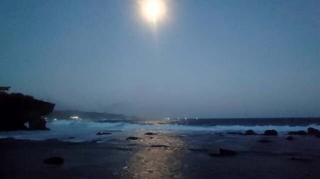 becah landscape in the night in gunungkidul