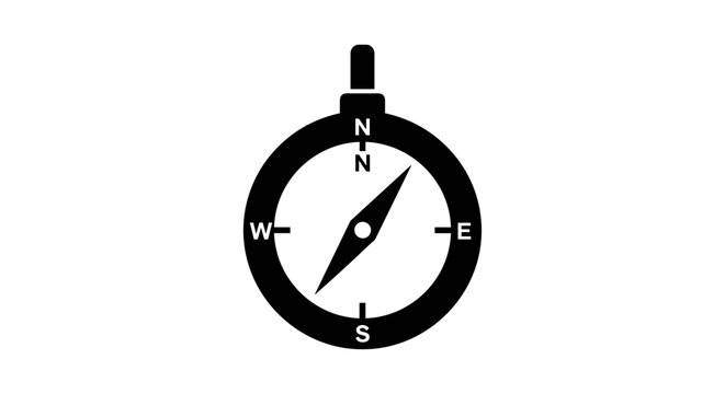 Black and white compass illustration.