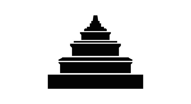 Buddhist Stupa Icon Black.