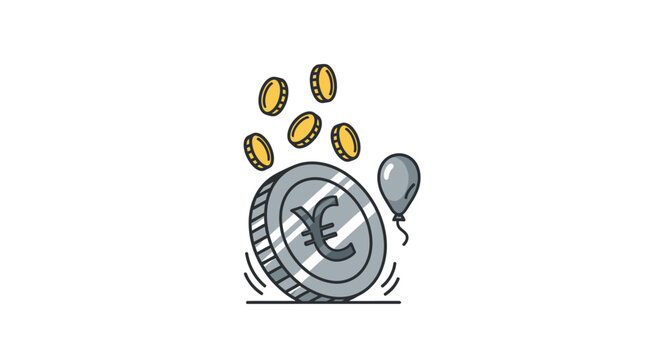 Euro coin with rising coins.