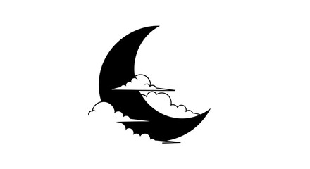 Naklejka premium Crescent Moon and Clouds.