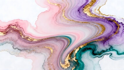Fototapeta premium Abstract swirling paint with gold glitter