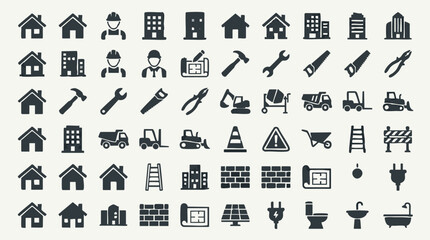 Building Construction and Home Renovation Icons Set © Siamart