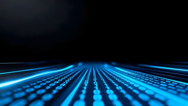 Blue binary code digital data flow