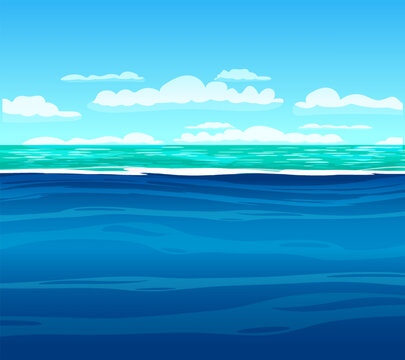 Underwater ocean sea. Deep water, underwater ocean