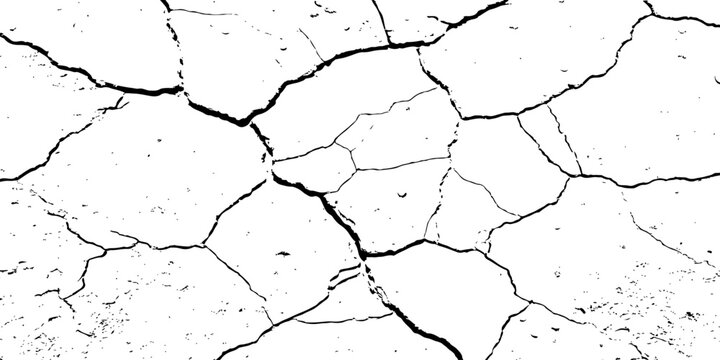 grunge High-Contrast Cracked Dry Earth Texture Background Showing Drought Fissures and Arid Soil Pattern.