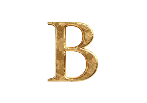 3D Letter B gold leaf PNG clean transparent background