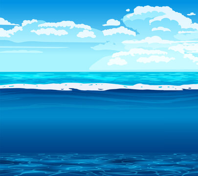 Underwater ocean sea. Deep water, underwater ocean