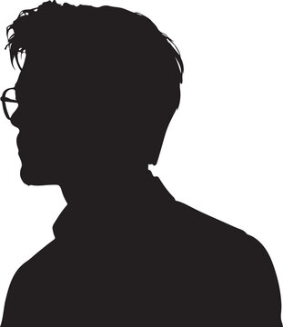 Black silhouette of a man with glasses, side profile