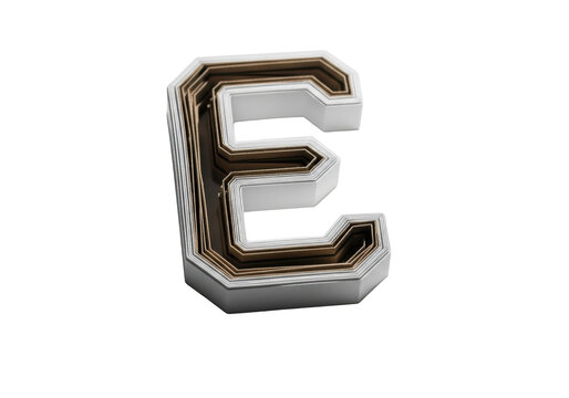 3D Letter E paper PNG clean transparent background