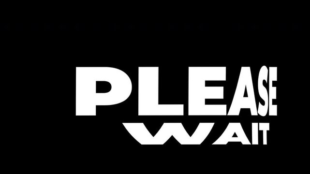 Please Wait Dynamic Kinetic Warp Text Animation Alpha Channel 4K