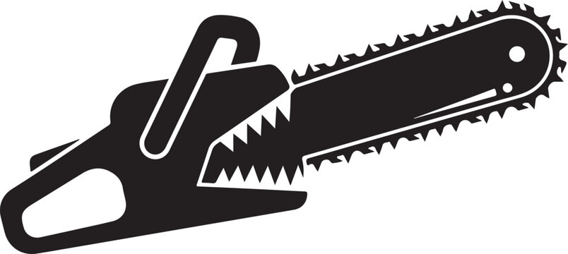 Chainsaw silhouette with handle and sharp teeth for cutting wood and trees easily