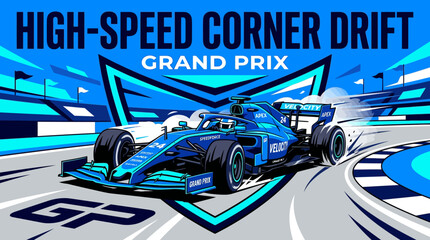 Obraz premium High Speed Grand Prix Corner Drift Racing Action