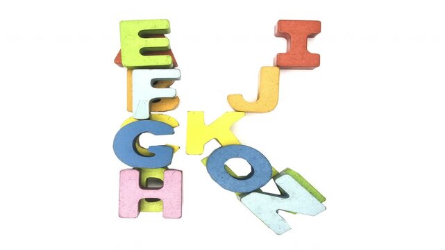 The Alphabet makes the letter K with color wooden letters stop motion 