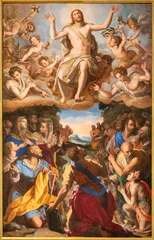 Fototapeten Jesus Christus PISA, ITALY - JUNE 22, 2026: The painting of Ascension of the Lord in the church Chiesa di Santa Maria del Carmine by Alessandro Allori (1581)   © Renáta Sedmáková