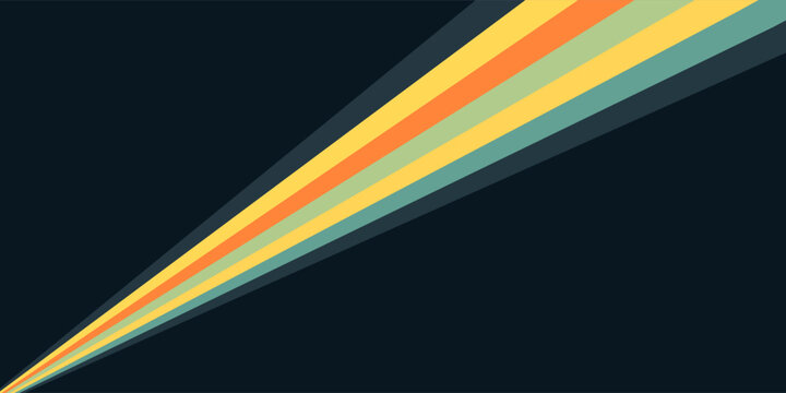 Abstract colorful 70s background vector. Vintage retro wallpaper with rainbow stripes and wavy lines. A 1970 color illustration suitable for posters, banners, decorative items and wall art.