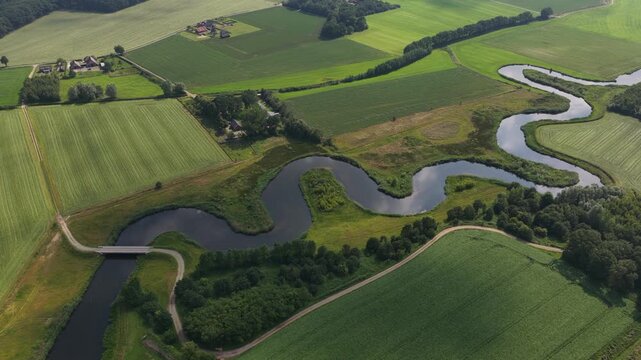 Aerial View of the Berkel River in the Netherlands
