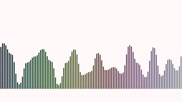 Abstract dataset representation with colored moving bars illustrated animation on a white background
